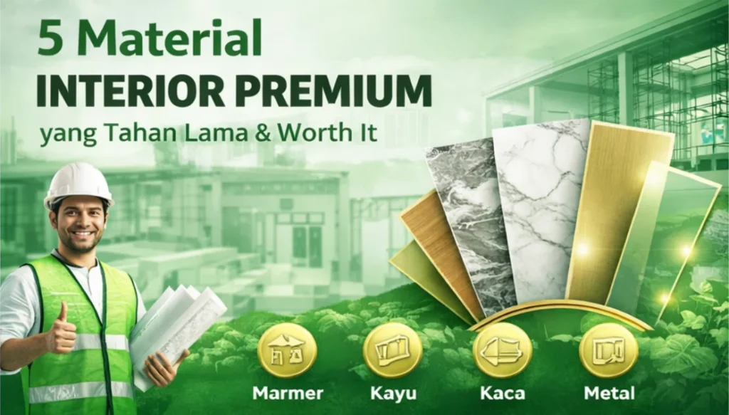 Interior Premium dengan material marmer, kayu, kaca, dan metal berkualitas tinggi