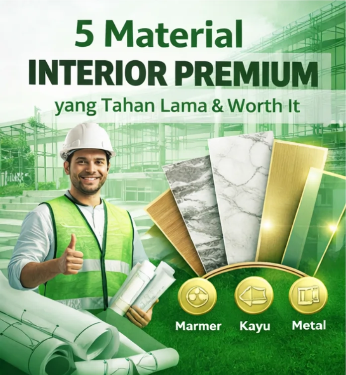 Interior Premium dengan material marmer, kayu, kaca, dan metal berkualitas tinggi