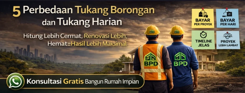 Perbedaan tukang borongan dan tukang harian dalam proyek renovasi rumah