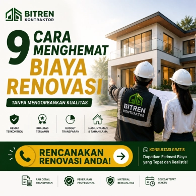Biaya Renovasi rumah bersama Bitren dengan perencanaan budget yang efisien dan berkualitas