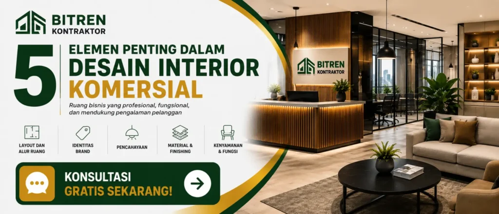 Desain Interior komersial modern untuk ruang bisnis profesional bersama Bitren