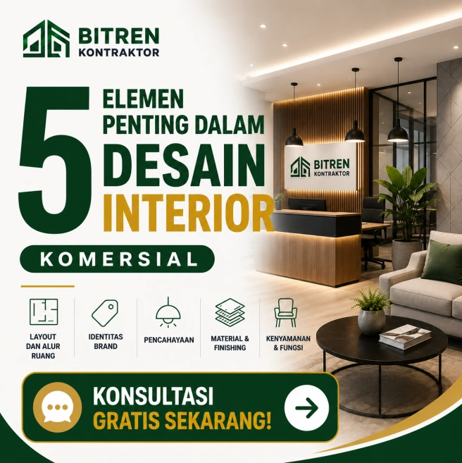 Desain Interior komersial modern untuk ruang bisnis profesional bersama Bitren