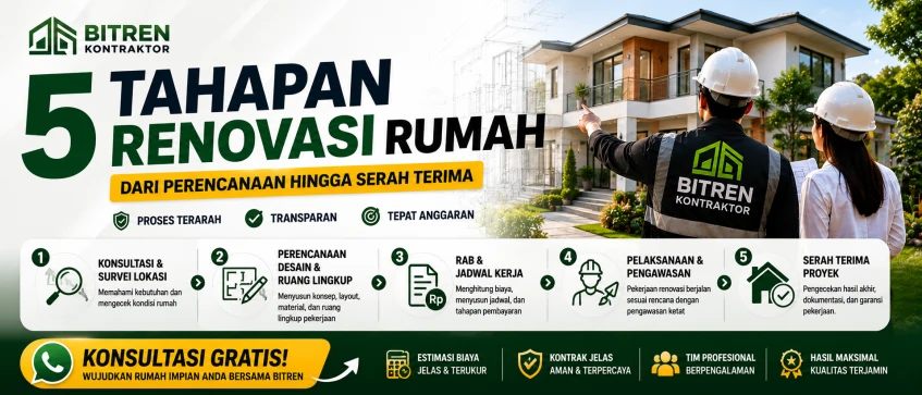 Tahapan Renovasi Rumah bersama Bitren dari perencanaan hingga serah terima