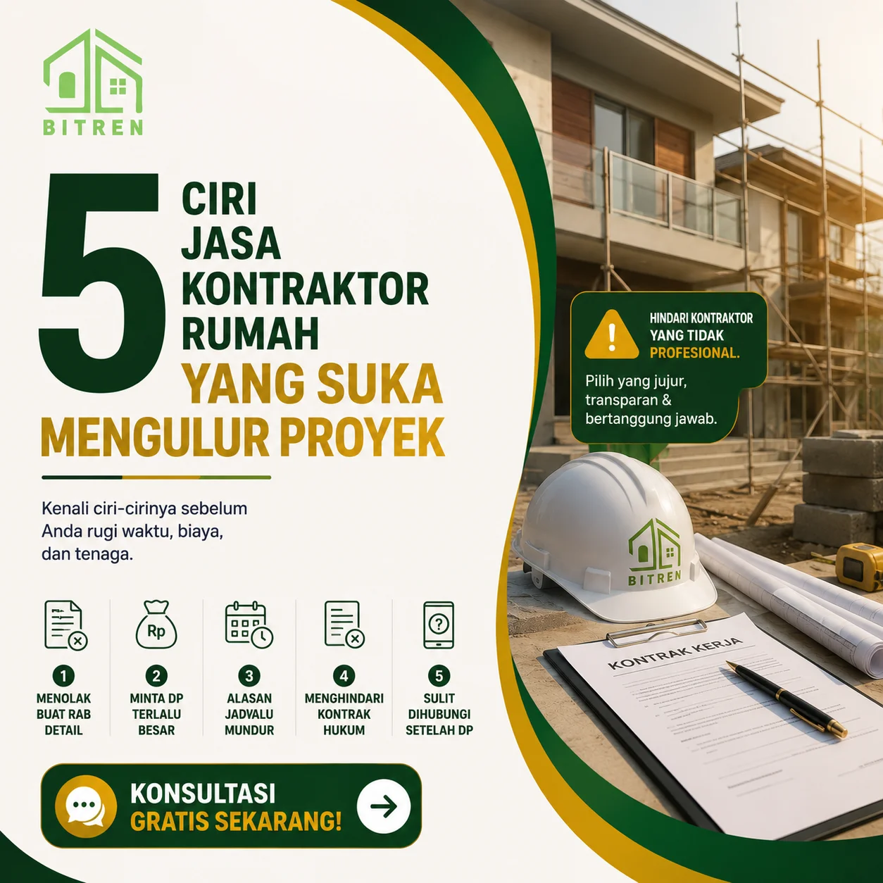 Thumbnail foto artikel 5 Ciri Jasa Kontraktor Rumah yang Suka Mengulur Proyek
